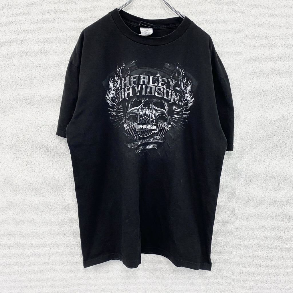 00s　HARLEY DAVIDSON　ハーレーダビッドソン　半袖プリントTシャツ　黒　ブラック　XLサイズ