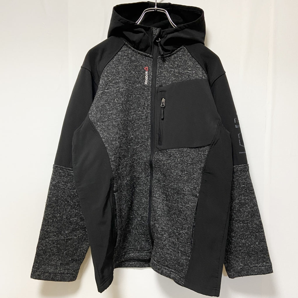 古着 used　Reebok リーボック　長袖ジップパーカー　アウター　ブラック　グレー　ビックシルエット　XLサイズ