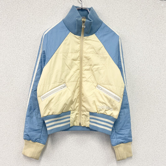 adidas　アディダス　フルジップ中綿ジャケット　ベージュ　水色　ライトブルー　Mサイズ