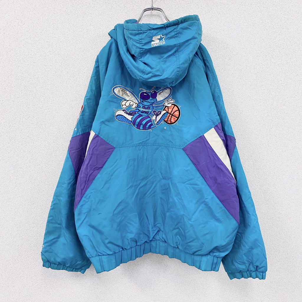 ～00s　STARTER　NBA　Hornets　ホーネッツ　アノラックナイロンパーカー　ブルー　2XLサイズ