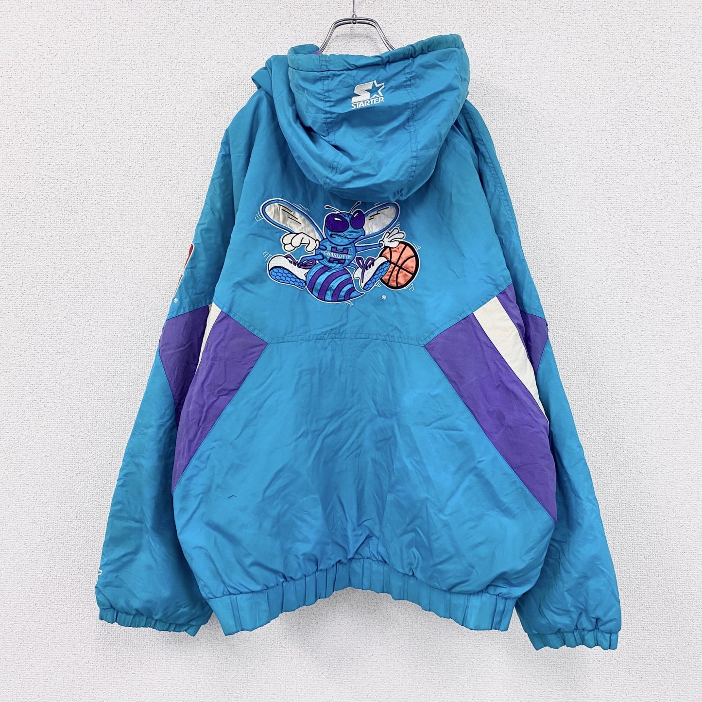 ～00s　STARTER　NBA　Hornets　ホーネッツ　アノラックナイロンパーカー　ブルー　2XLサイズ