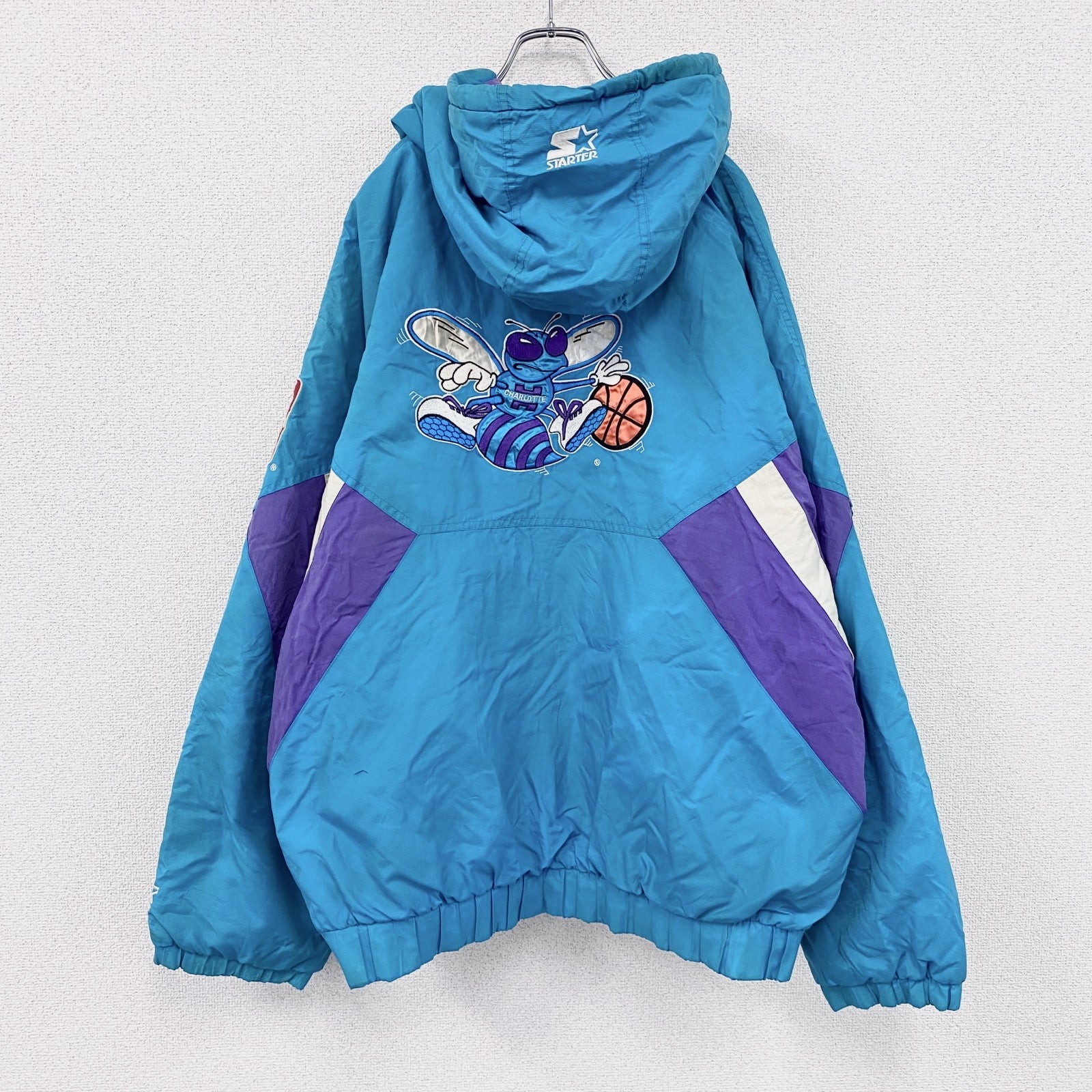～00s　STARTER　NBA　Hornets　ホーネッツ　アノラックナイロンパーカー　ブルー　2XLサイズ