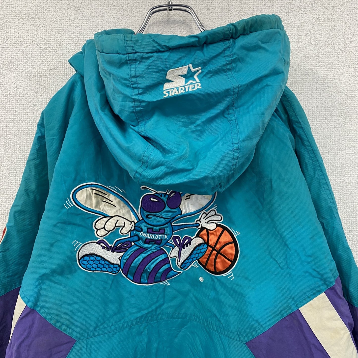 ～00s　STARTER　NBA　Hornets　ホーネッツ　アノラックナイロンパーカー　ブルー　2XLサイズ
