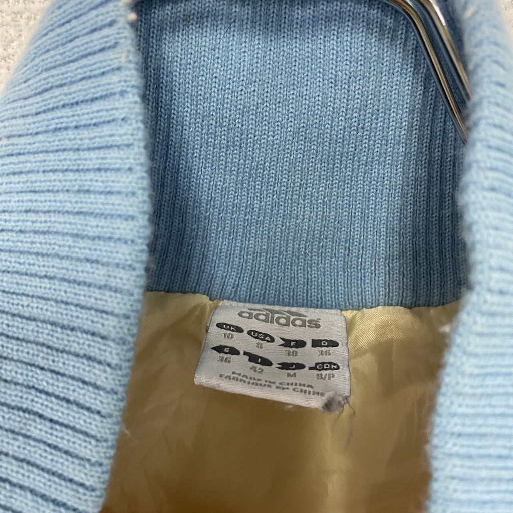 adidas　アディダス　フルジップ中綿ジャケット　ベージュ　水色　ライトブルー　Mサイズ