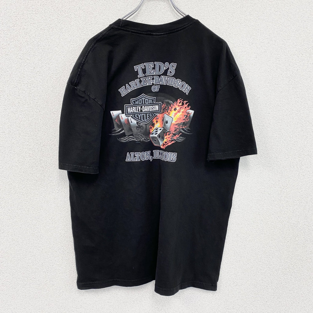 00s　HARLEY DAVIDSON　ハーレーダビッドソン　半袖プリントTシャツ　黒　ブラック　XLサイズ