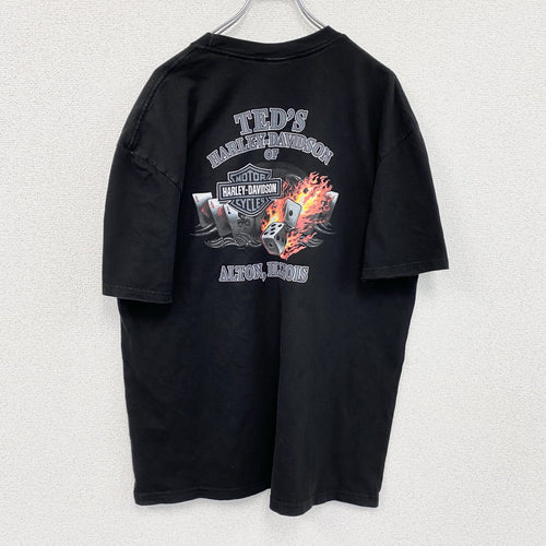 00s　HARLEY DAVIDSON　ハーレーダビッドソン　半袖プリントTシャツ　黒　ブラック　XLサイズ