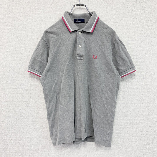 FRED PERRY　フレッドペリー　半袖ポロシャツ　刺繡ロゴ　グレー　Mサイズ