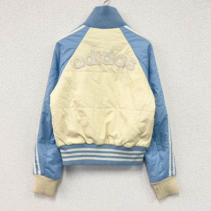 adidas　アディダス　フルジップ中綿ジャケット　ベージュ　水色　ライトブルー　Mサイズ