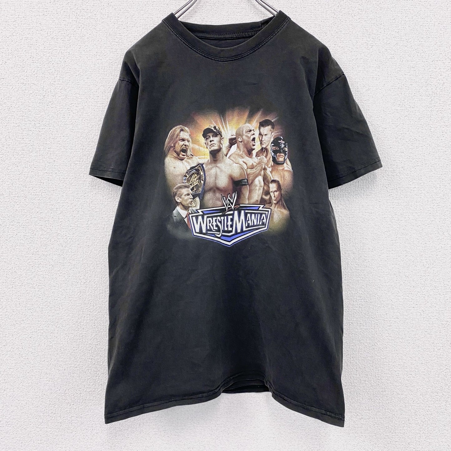 WWE　レッスルマニア22　半袖プリントTシャツ　プロレス　黒　ブラック　