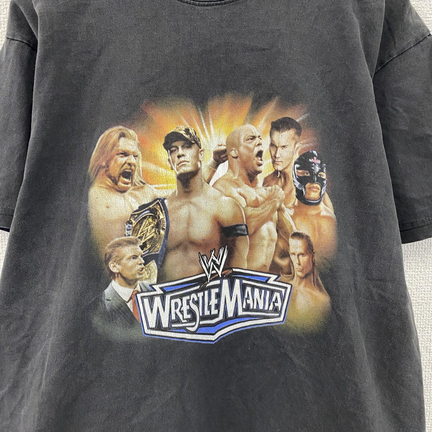 WWE　レッスルマニア22　半袖プリントTシャツ　プロレス　黒　ブラック　