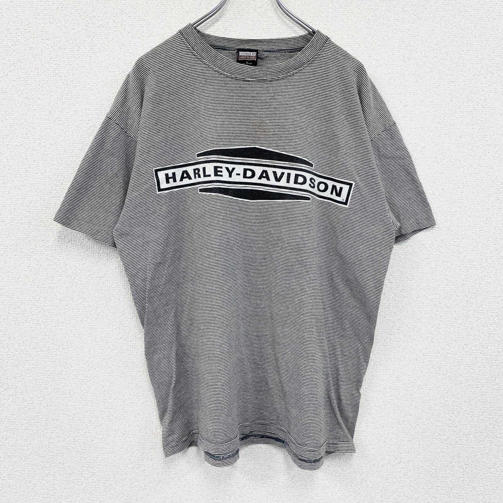 HARLEY DAVIDSON　ハーレーダビッドソン　半袖ボーダーTシャツ　グレー　Lサイズ