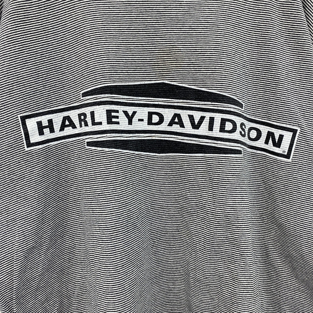 HARLEY DAVIDSON　ハーレーダビッドソン　半袖ボーダーTシャツ　グレー　Lサイズ