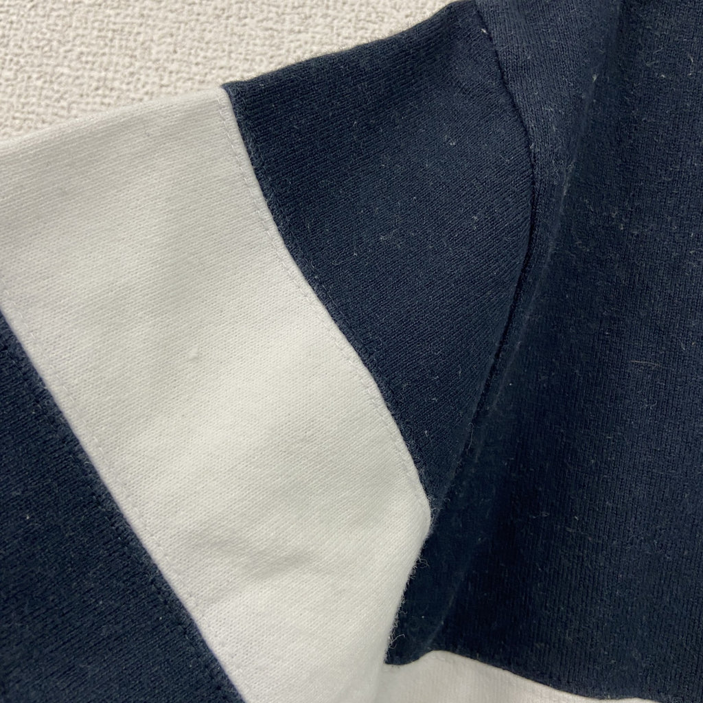 CANTERBURY　カンタベリー　半袖ポロシャツ　ワッペン　刺繍ロゴ　デカロゴ　ボーダー　白　ホワイト　紺　ネイビー　Mサイズ