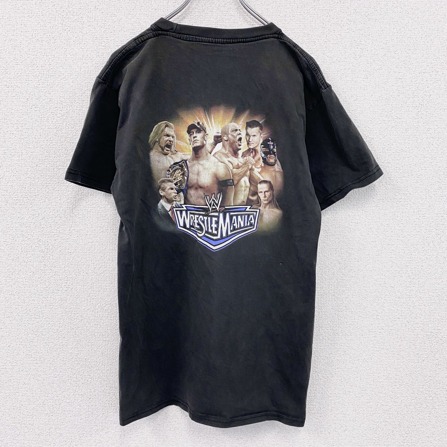 WWE　レッスルマニア22　半袖プリントTシャツ　プロレス　黒　ブラック　