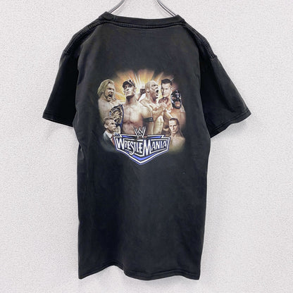 WWE　レッスルマニア22　半袖プリントTシャツ　プロレス　黒　ブラック　