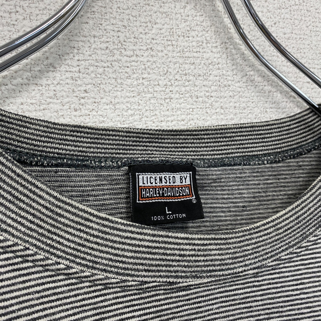 HARLEY DAVIDSON　ハーレーダビッドソン　半袖ボーダーTシャツ　グレー　Lサイズ