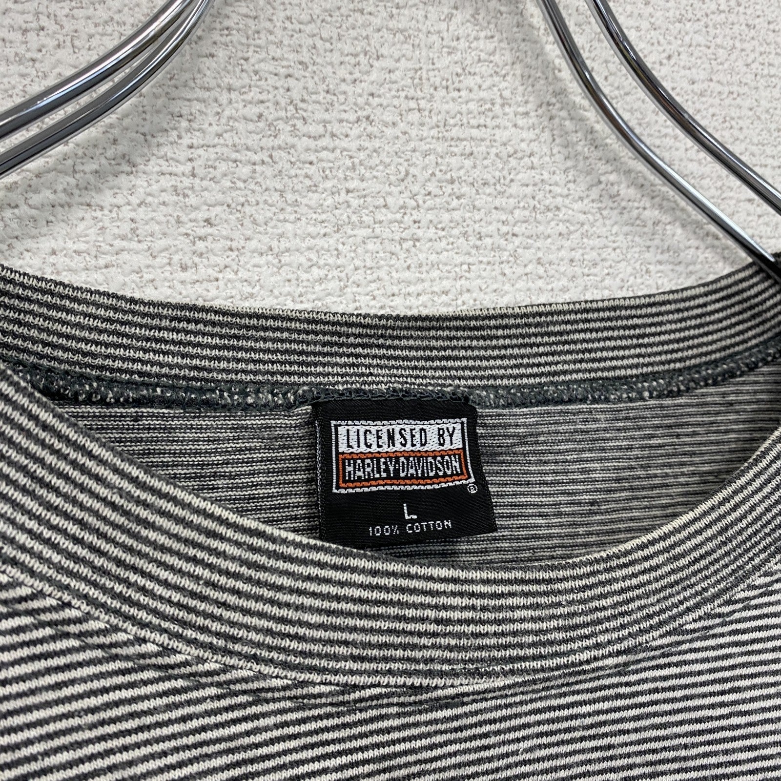 HARLEY DAVIDSON　ハーレーダビッドソン　半袖ボーダーTシャツ　グレー　Lサイズ