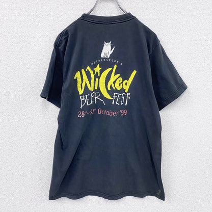 90s　american FLAG　半袖プリントTシャツ　wicked　オクトーバーフェスト　ブラック　XLサイズ