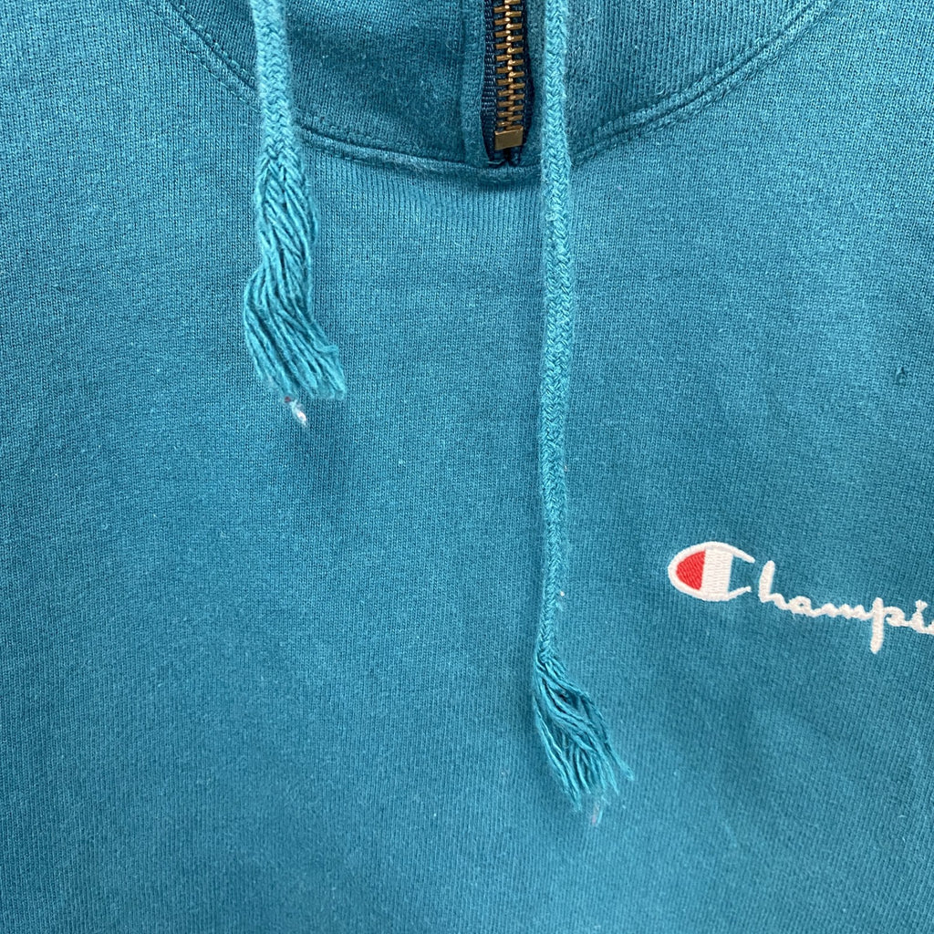 90s　champion　チャンピオン　ロゴスウェットパーカー/フーディ　ヴィンテージ　ターコイズブルー　Mサイズ