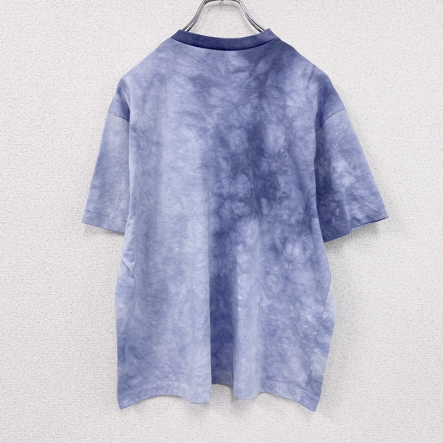 80s～　半袖リンガーTシャツ　シングルステッチ　ヴィンテージ　タイダイ柄　青　ブルー