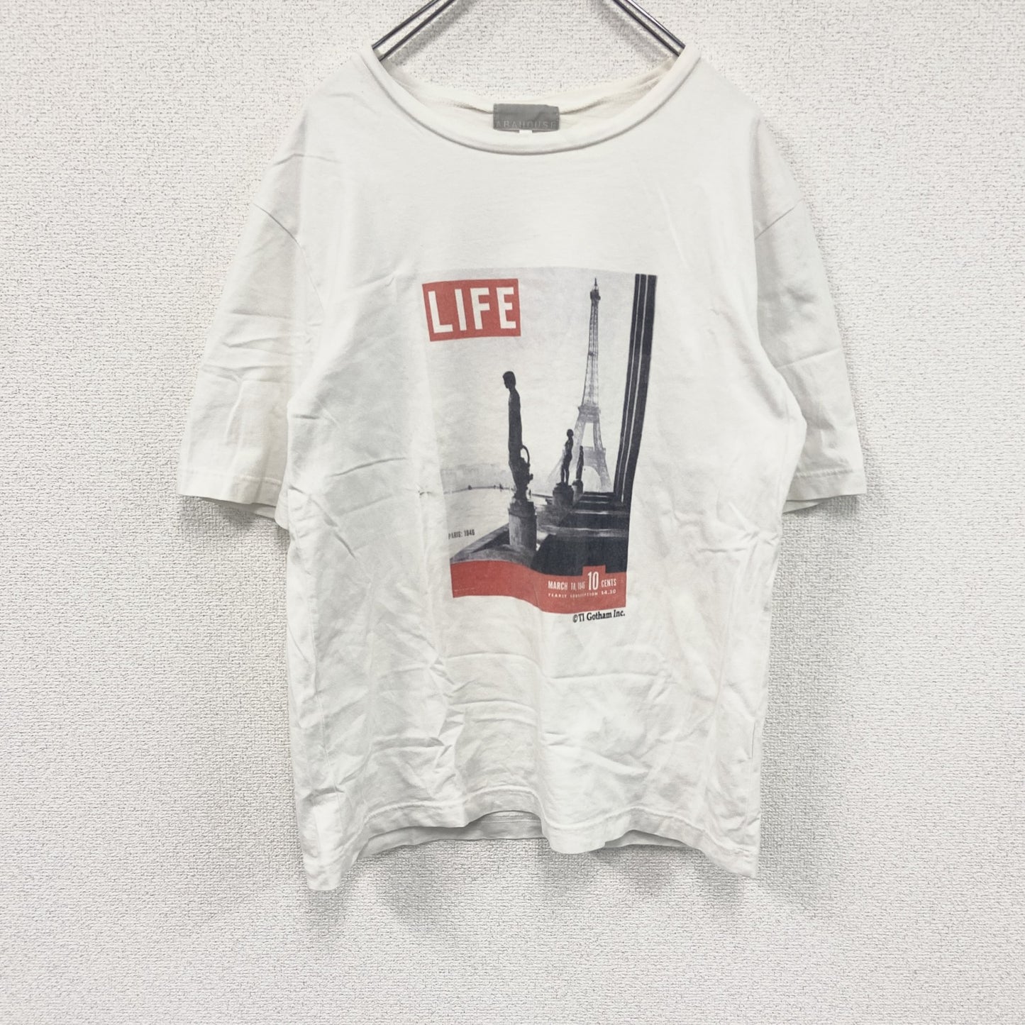 ABAHOUSE　アバハウス　半袖プリントTシャツ　エッフェル塔　トロカデロ広場　白　ホワイト　Mサイズ　　