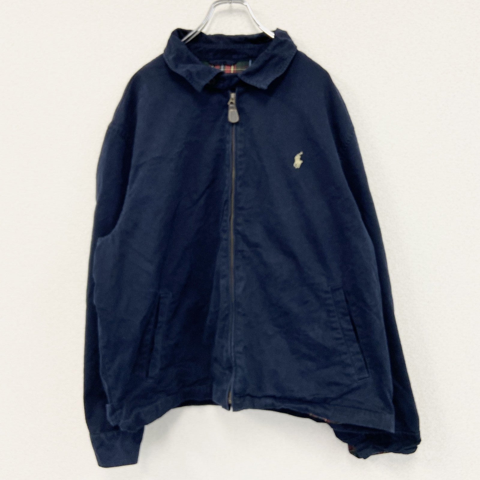 古着 used　POLO RALPH LAUREN　ポロラルフローレン　フルジップブルゾン　紺　ネイビー　2XLサイズ