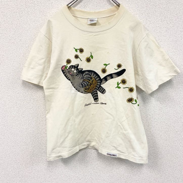 90s　crazy shirts　半袖プリントTシャツ　クリバンキャット　猫　白　ホワイト　Sサイズ　　