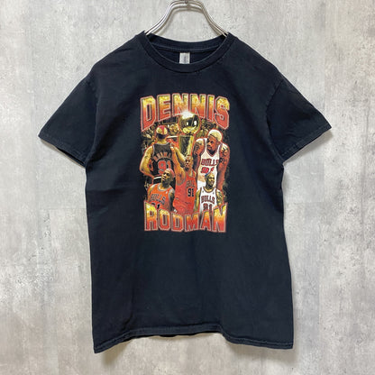 古着 used　GILDAN　ギルダン　バスケ　DENNIS RODMAN　半袖プリントTシャツ　黒　ブラック　レトロ　Sサイズ