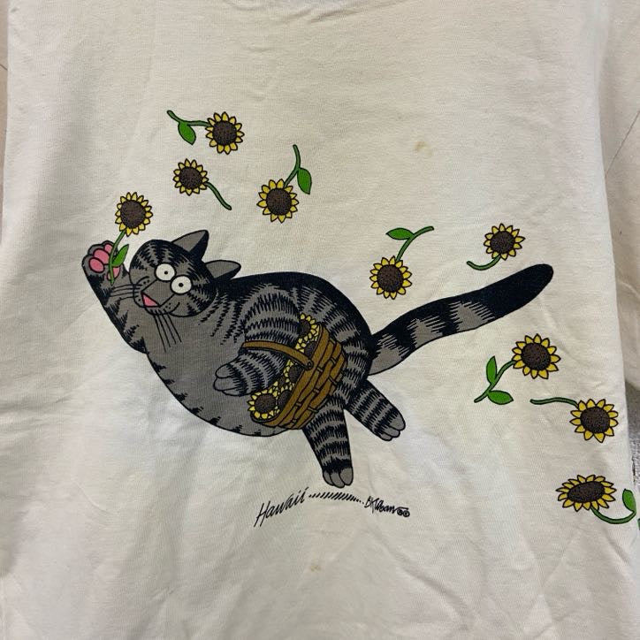 90s　crazy shirts　半袖プリントTシャツ　クリバンキャット　猫　白　ホワイト　Sサイズ　　