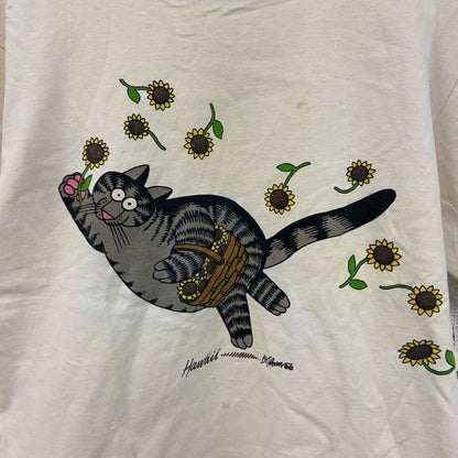 90s　crazy shirts　半袖プリントTシャツ　クリバンキャット　猫　白　ホワイト　Sサイズ　　