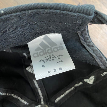 00s　adidas　アディダス　6パネルキャップ　ベースボールキャップ　黒　ブラック　フリーサイズ