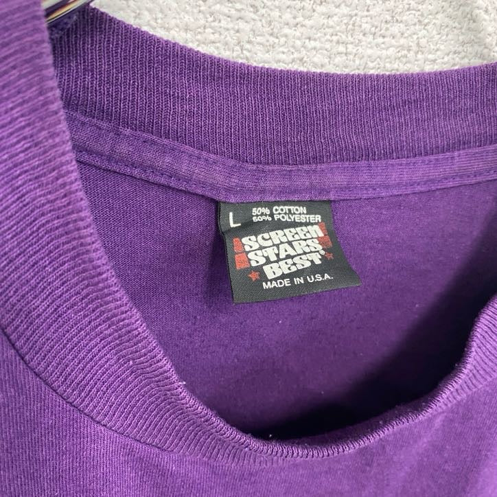 80s～　SCREEN STARS　半袖プリントTシャツ　ヴィンテージ　シングルステッチ　紫　パープル　Lサイズ