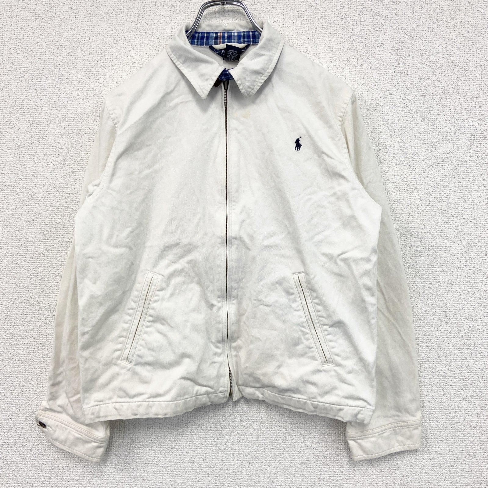 古着 used　Polo by Ralph Lauren　ポロバイラルフローレン　フルジップブルゾン　白　ホワイト　Lサイズ