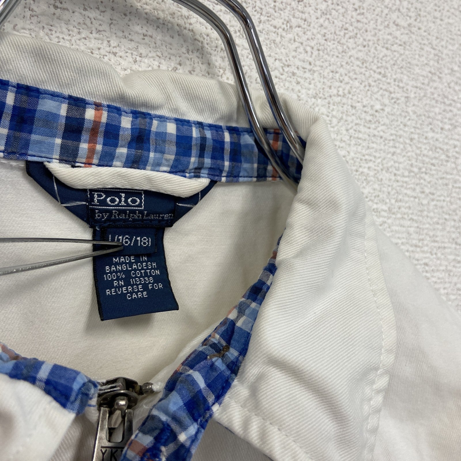 古着 used　Polo by Ralph Lauren　ポロバイラルフローレン　フルジップブルゾン　白　ホワイト　Lサイズ