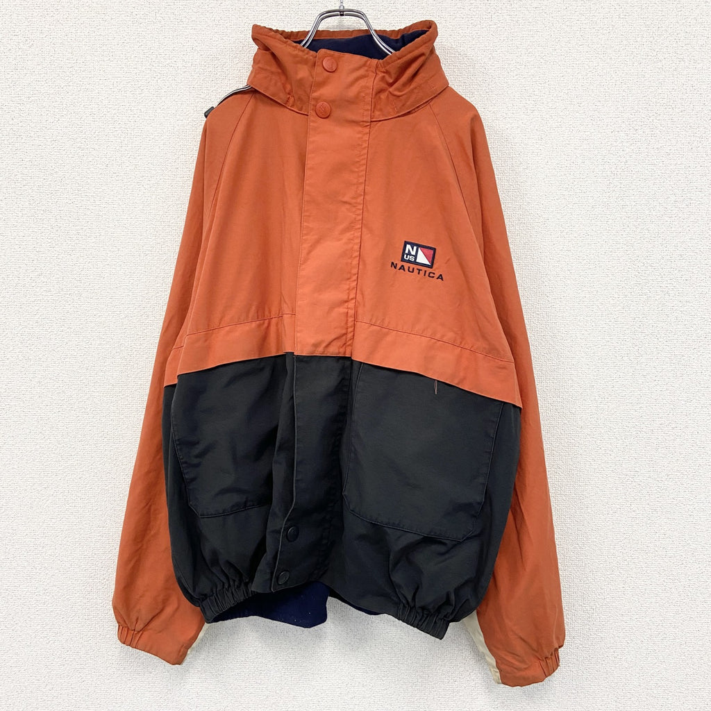 90s　NAUTICA　ノーティカ　フルジップブルゾン　ヴィンテージ　橙色　オレンジ　黒　ブラック