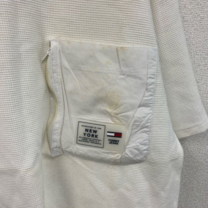 TOMMY JEANS　トミージーンズ　半袖ワッフル地Tシャツ　ポケT　白　ホワイト　Sサイズ　　