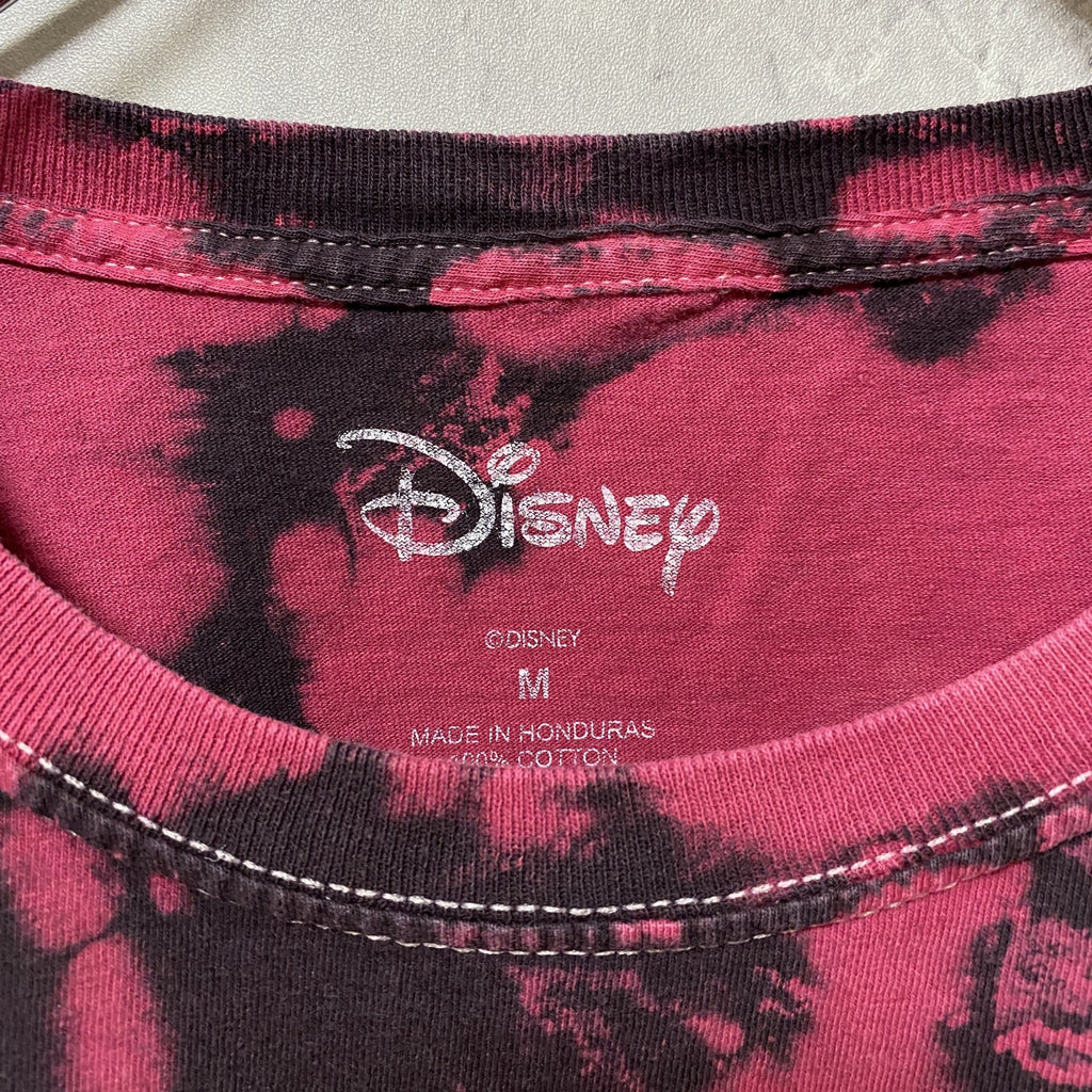 古着 used　Disney　ディズニー　Mickey Mouse　ミッキー　半袖プリントTシャツ　タイダイ柄　赤　黒　Mサイズ