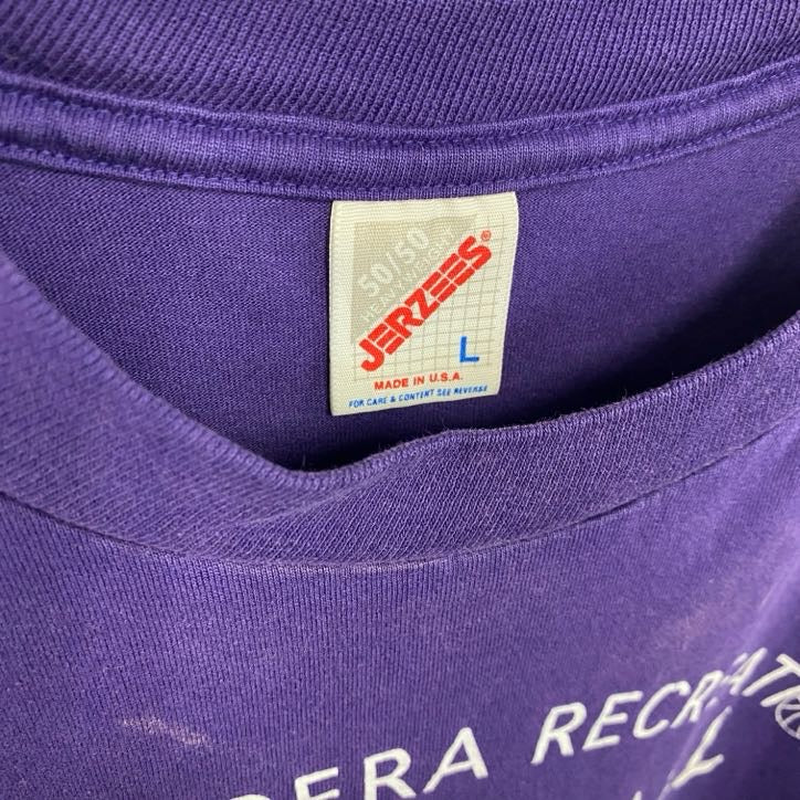 ～90s　JERZEES　ジャージーズ　半袖プリントTシャツ　ヴィンテージ　バスケ　紫　パープル　Lサイズ
