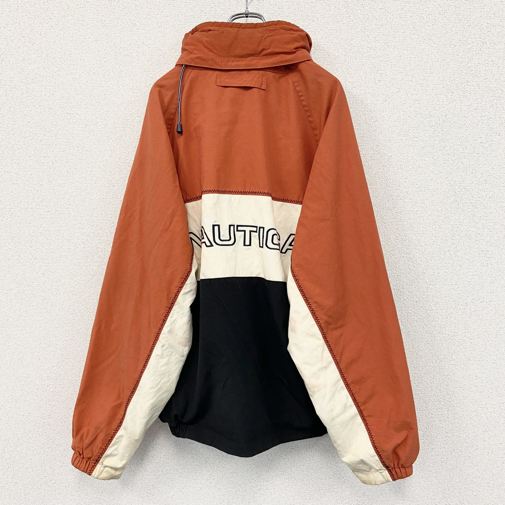 90s　NAUTICA　ノーティカ　フルジップブルゾン　ヴィンテージ　橙色　オレンジ　黒　ブラック