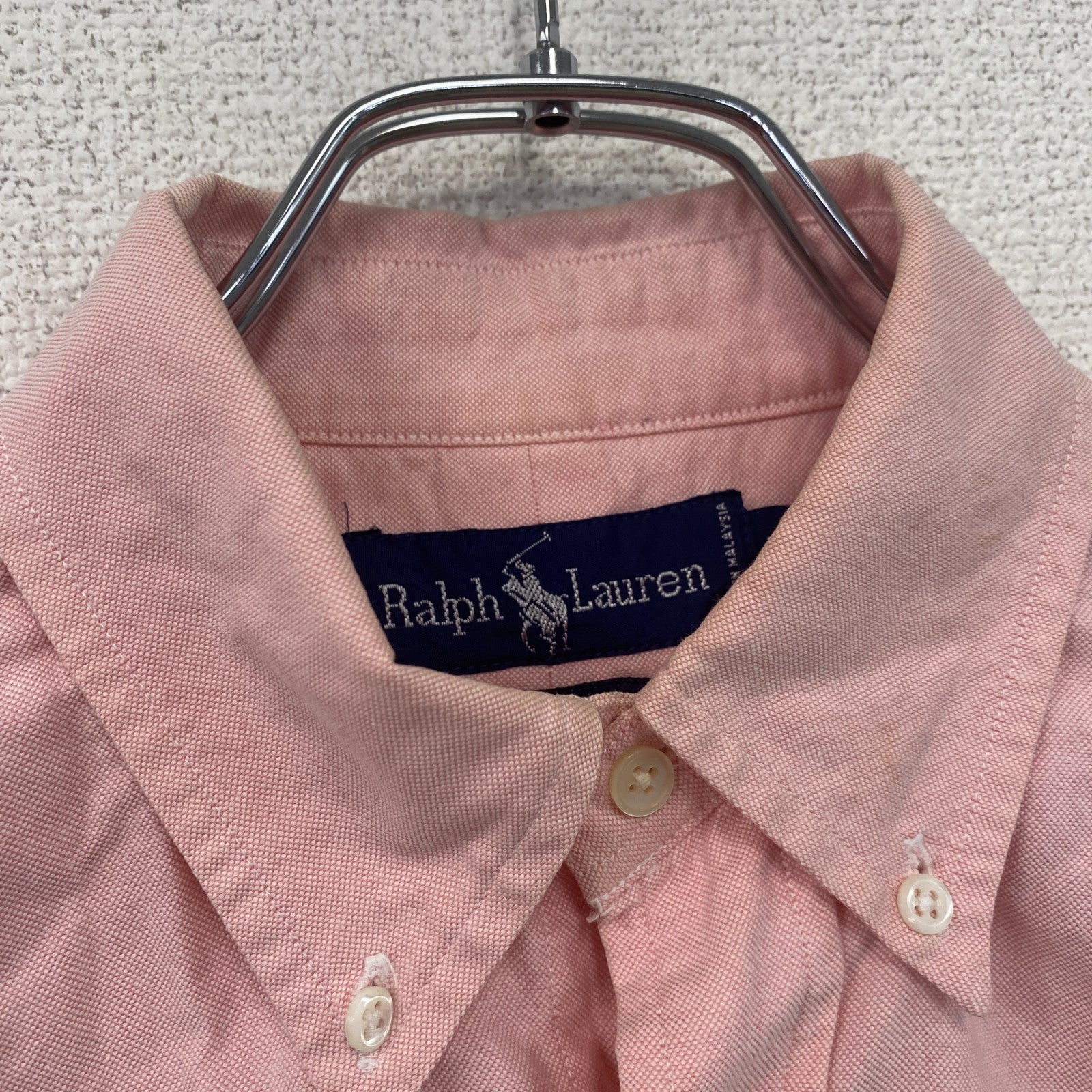 Ralph Lauren　ラルフローレン　長袖ボタンダウンシャツ　刺繡ロゴ　ピンク　141/2-32サイズ