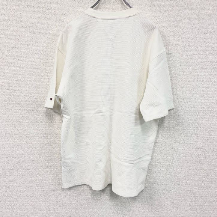 TOMMY JEANS　トミージーンズ　半袖ワッフル地Tシャツ　ポケT　白　ホワイト　Sサイズ　　