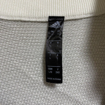 古着 used　adidas　アディダス　長袖ハーフジップ薄手ニット　セーター　ワンポイント刺　バスケットボール　白　Lサイズ