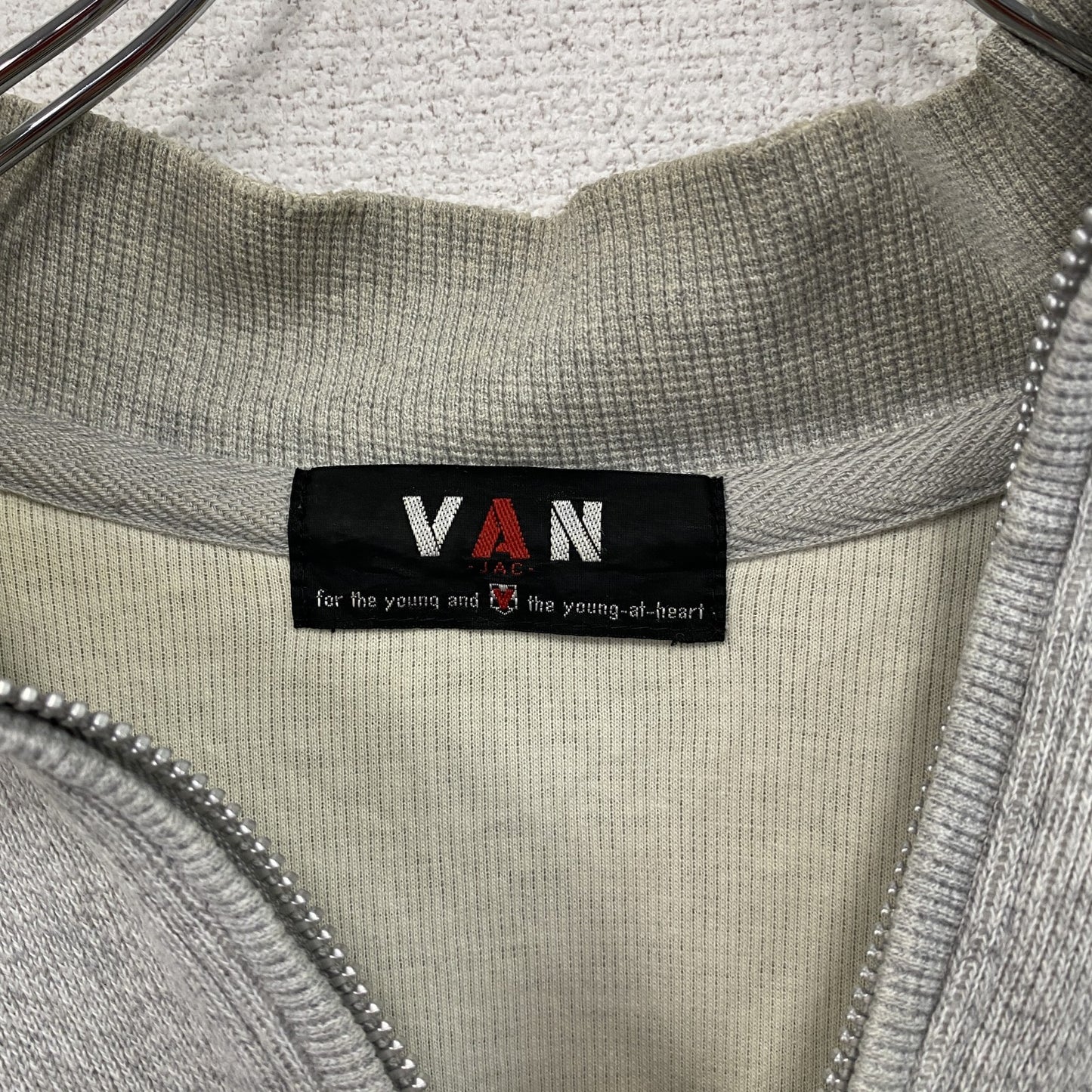 VAN JAC　ヴァンヂャケット　ハーフジップスウェット　アーチ刺繍　灰色　グレー　Lサイズ