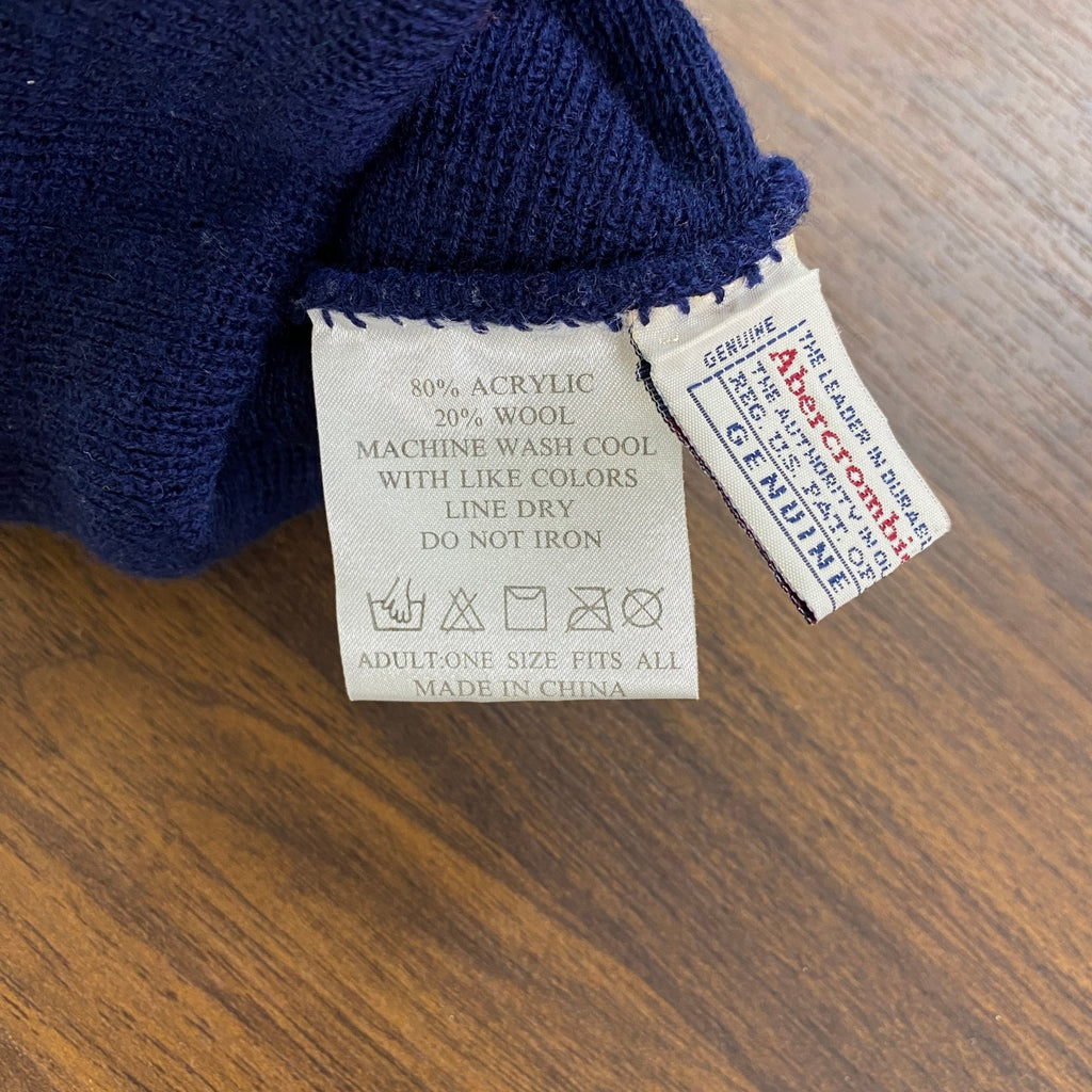～00s　Abercrombie＆Fitch　アバクロ　ビーニー/ニットキャップ　ニット帽　ネイビー　ワンサイズ　