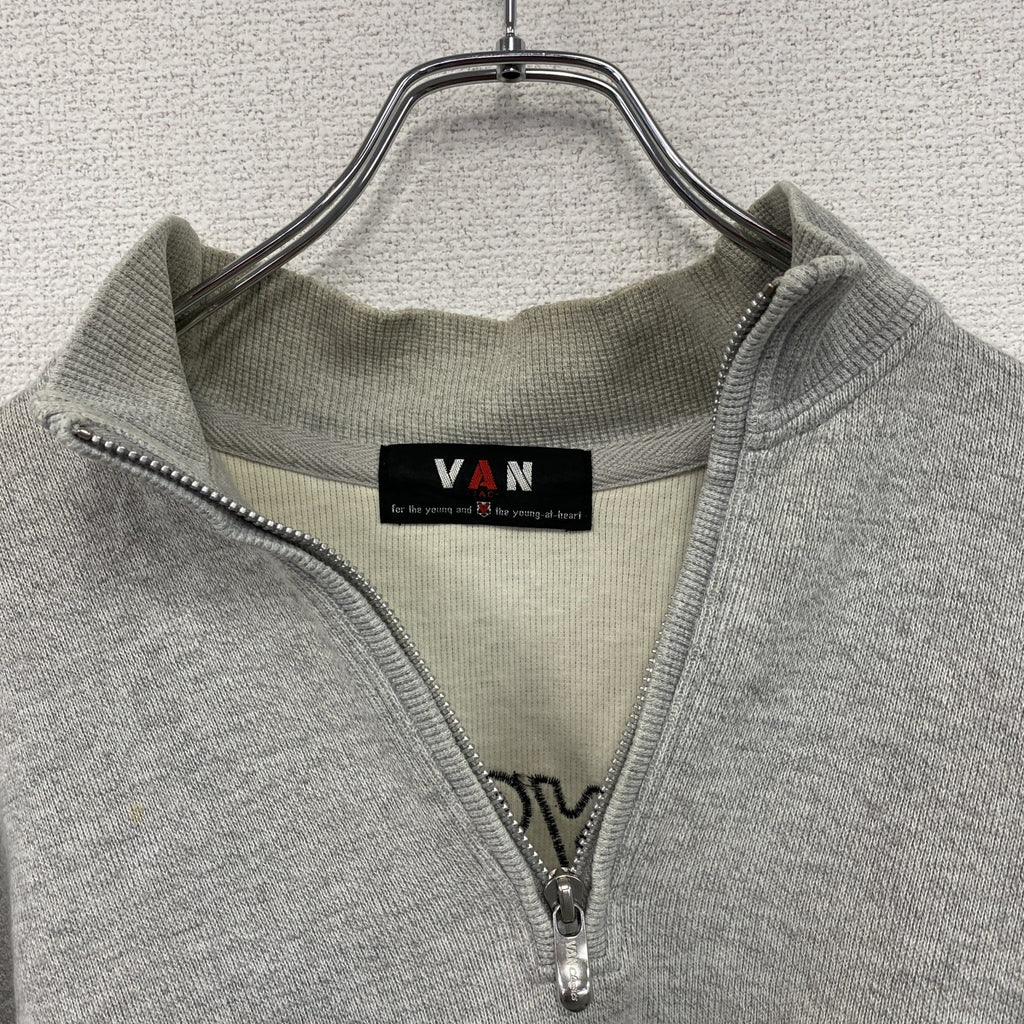 VAN JAC　ヴァンヂャケット　ハーフジップスウェット　アーチ刺繍　灰色　グレー　Lサイズ