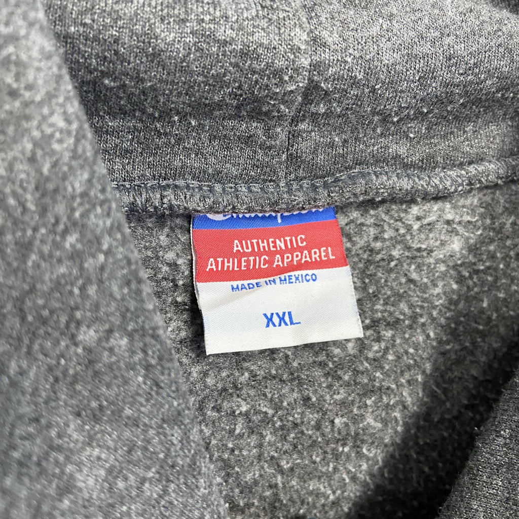 古着 used　champion　チャンピオン　プリントフーディー/スウェットパーカー　灰色　ダークグレー　2XLサイズ
