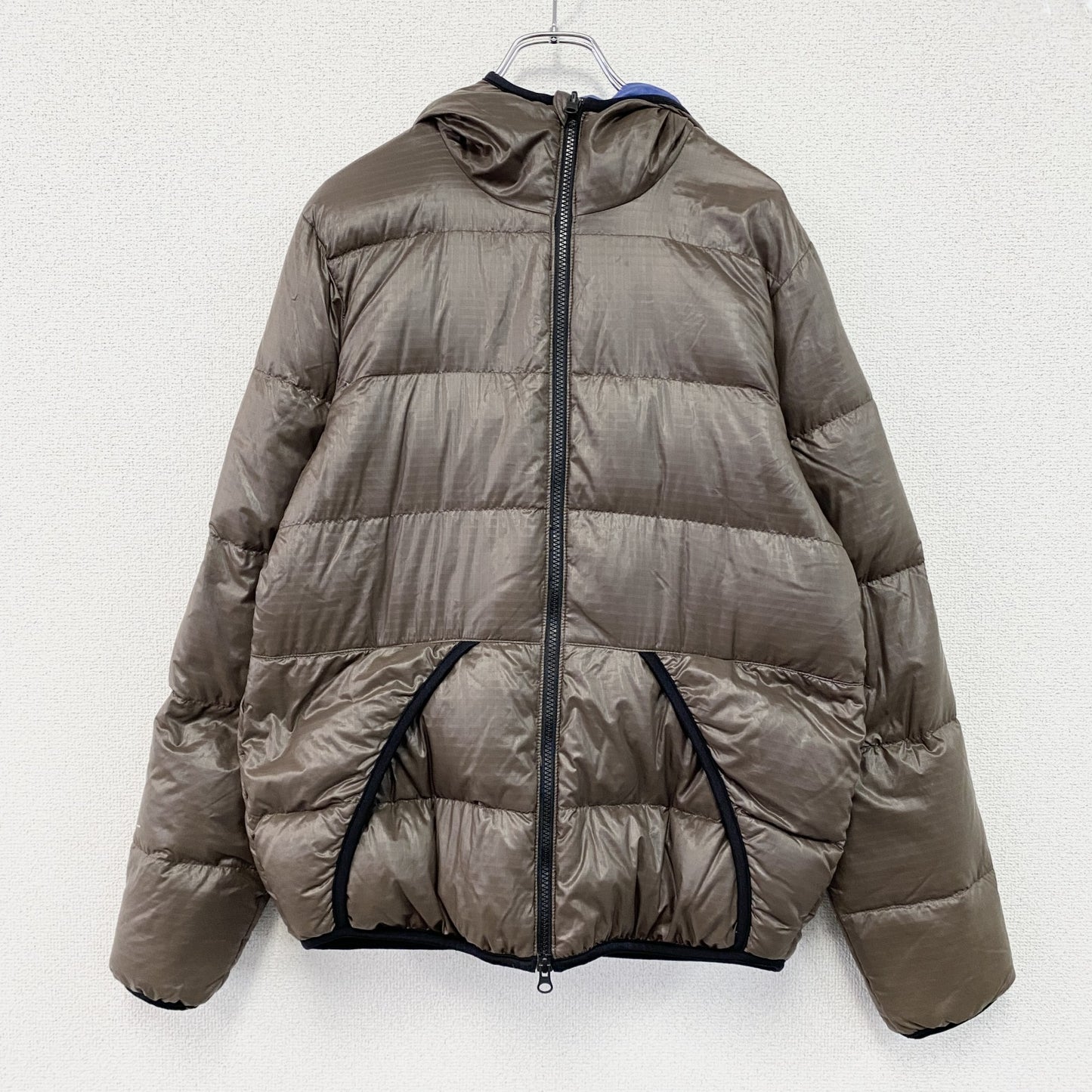 CAMP7　キャンプセブン　ダウンジャケット　ダウン90%　リバーシブル　青　ブルー　茶色　ブラウン　Lサイズ