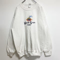 古着 used　00s　GILDAN　長袖刺繍デザインスウェット　トレーナー　Mardi Gras　白　ヴィンテージ　Lサイズ