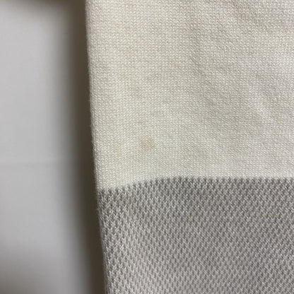 古着 used　adidas　アディダス　長袖ハーフジップ薄手ニット　セーター　ワンポイント刺　バスケットボール　白　Lサイズ