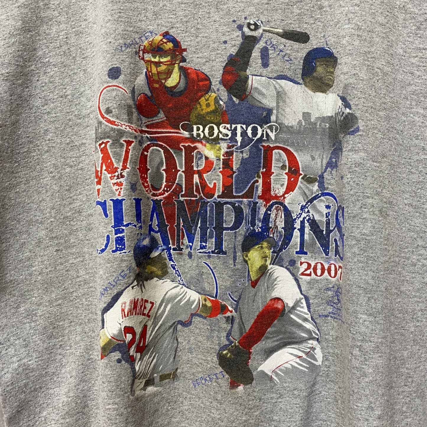 古着 used　2007　anvil　MLB メジャーリーグ　レッドソックス　半袖プリントTシャツ　グレー　野球　Lサイズ